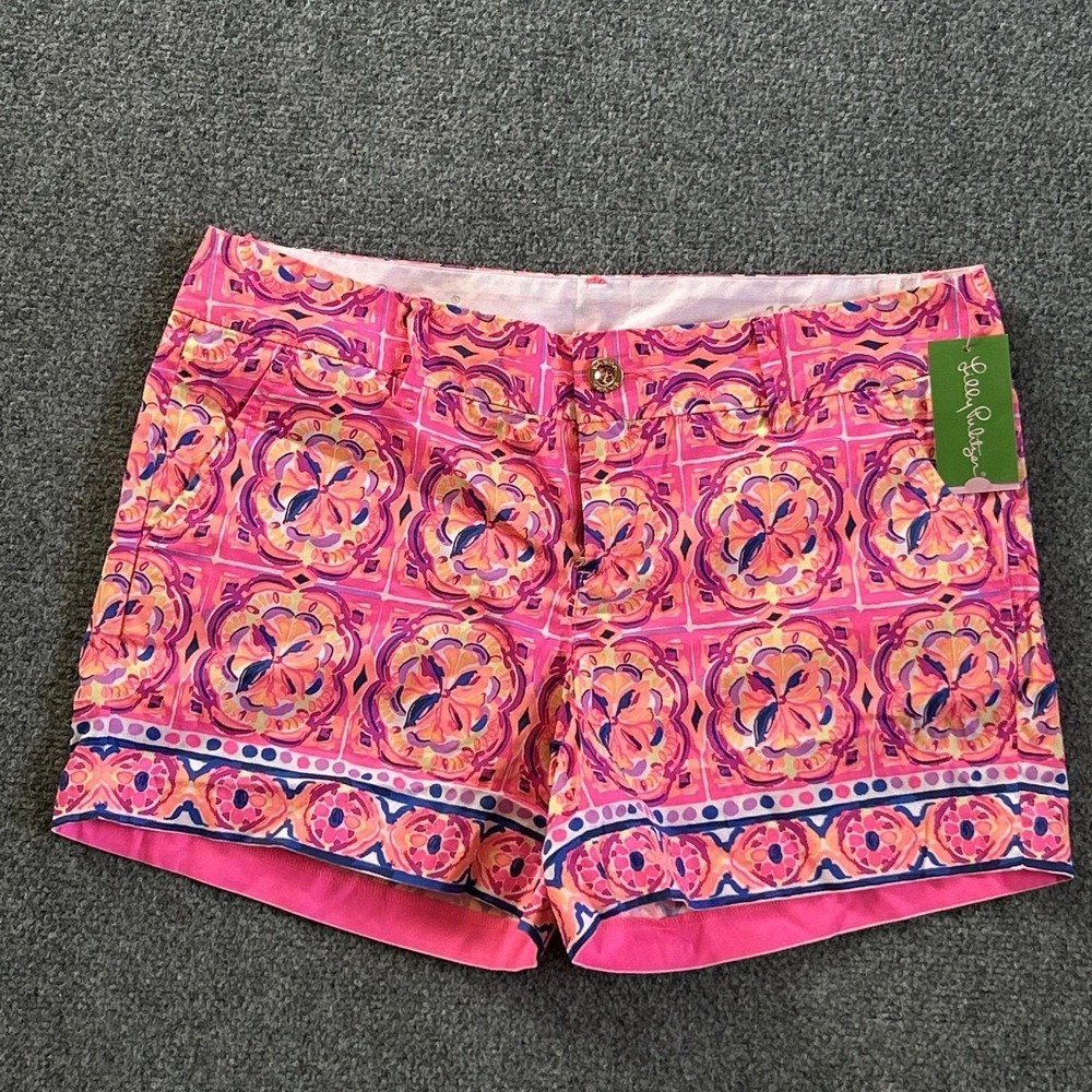 Lilly Pulitzer Callahan Short‎ Womens 12 Pink Fusion Floral Chino 5 Inseam New